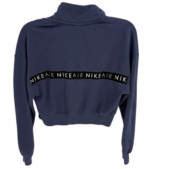 Nike Air Sweatshirt Womens Size Small Blue Long Sleeve Mock Neck 1/4 Zip Cropped - Picture 2 of 7